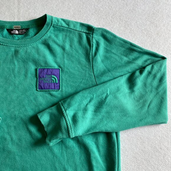 The North Face Sweatshirt Mens M Green Long Sleeve Fleece Logo Pullover - Picture 3 of 10